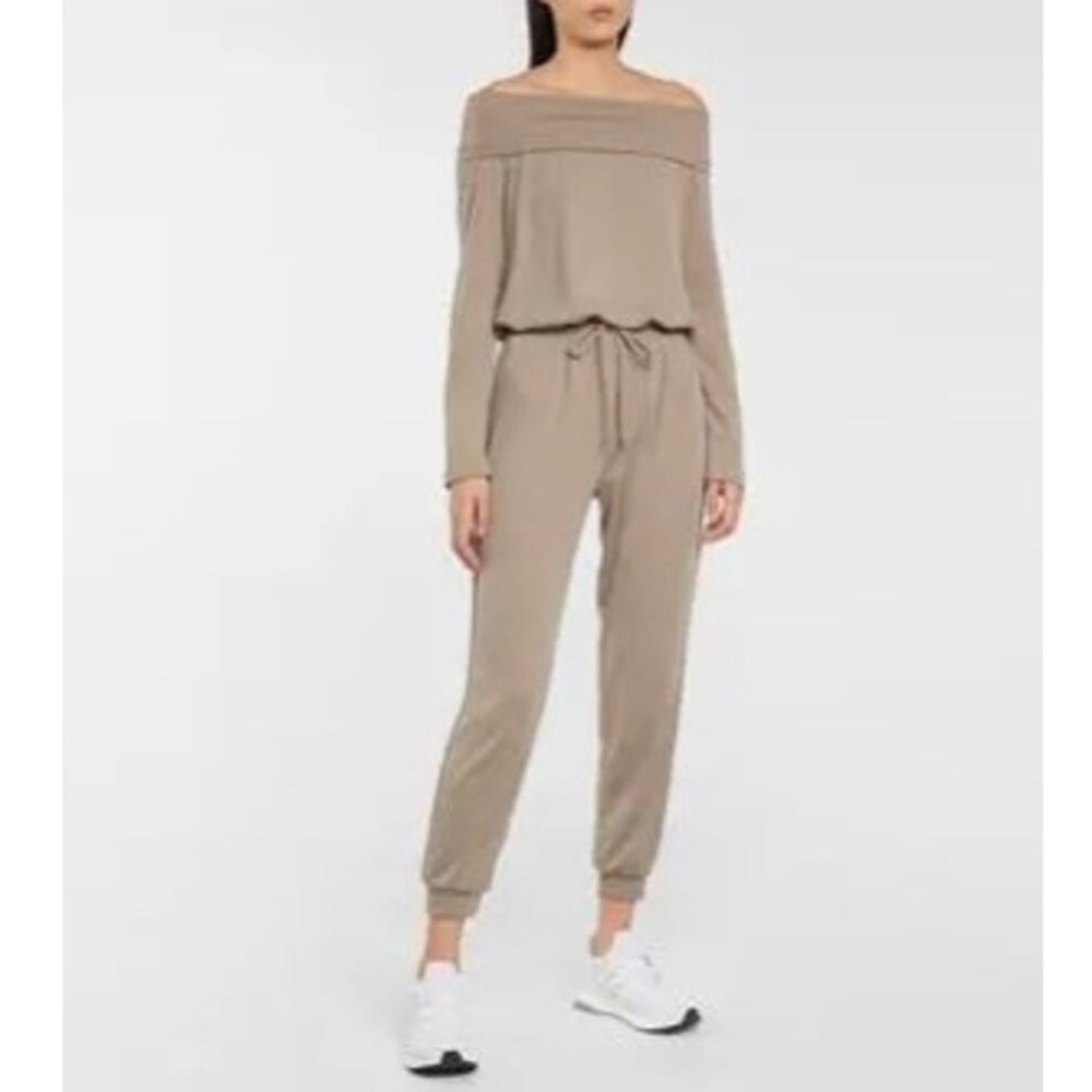 NWT REVOLVE Lanston Tan Off-Shoulder Jogger Jumpsuit